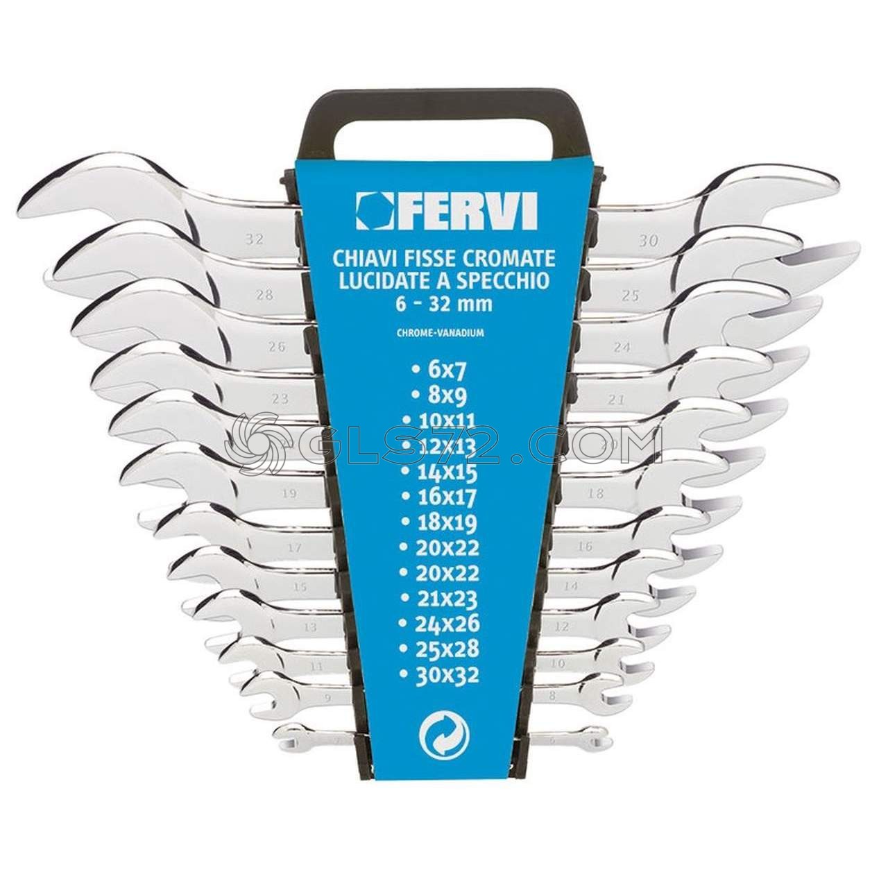Fervi COFFRE DE JEU 12 PIÈCES CLÉ PLATE À FOURCHES MÉTRIQUE CHROMÉ 6-32 MM FERVI 0201 